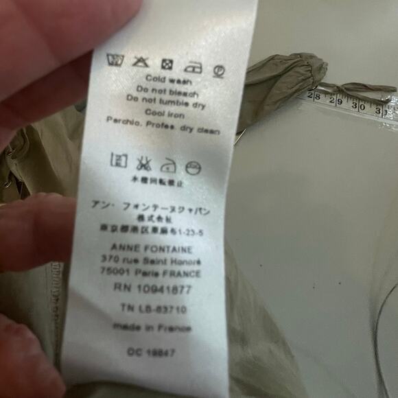 Anne Fontaine Paris Light Green Gray Tunic Blouse Lace Up V-Neck Size 36 - Picture 9 of 13